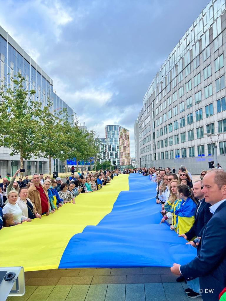 30-meter Ukrainian flag displayed near European Parliament in Brussels