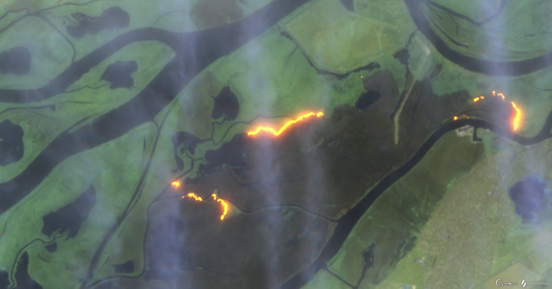 Large complex of wildfires near Kherson