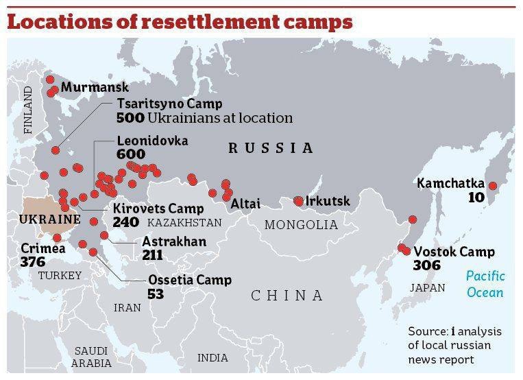 66 camps found in Russia holding 95,000 Mariupol residents, investigators report.