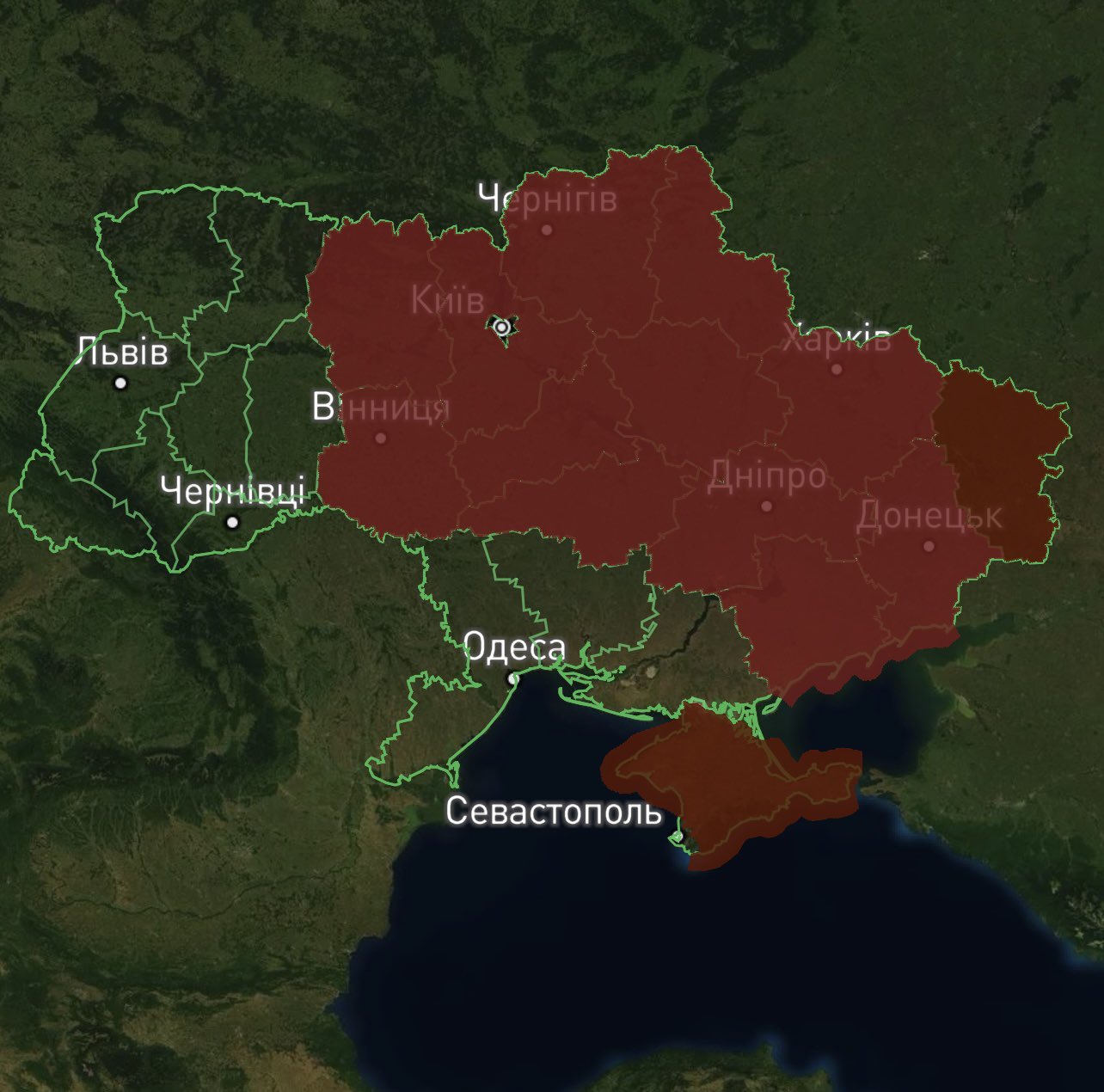 Russian missile threat to 14 Ukrainian regions