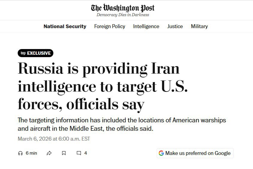 Russia shares intel with Iran for Middle East strikes on US troops, reports say