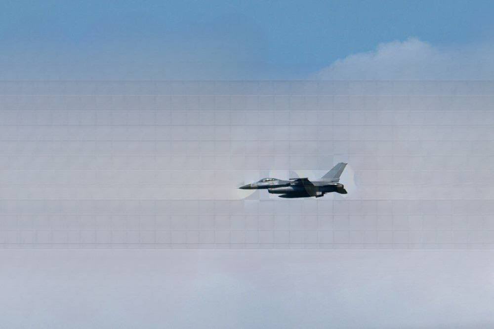 Ukrainian sky with F16 fighter jets