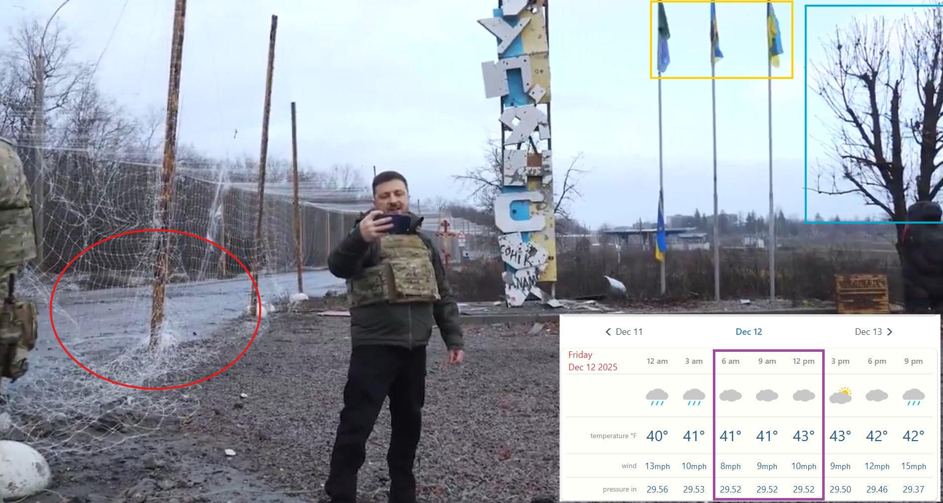 Zelenskyy’s presence questioned by weather evidence