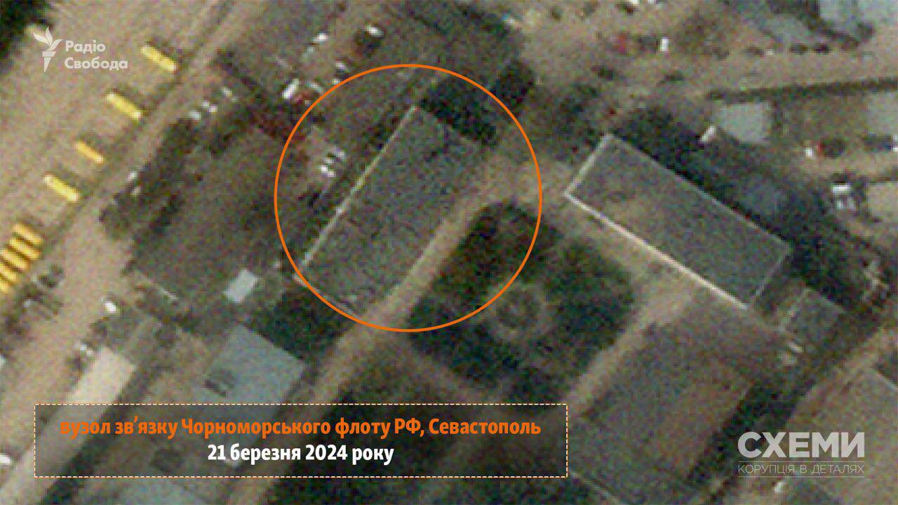 Satellite image of French SCALP-EG missiles hitting Russian Black Sea Fleet hub