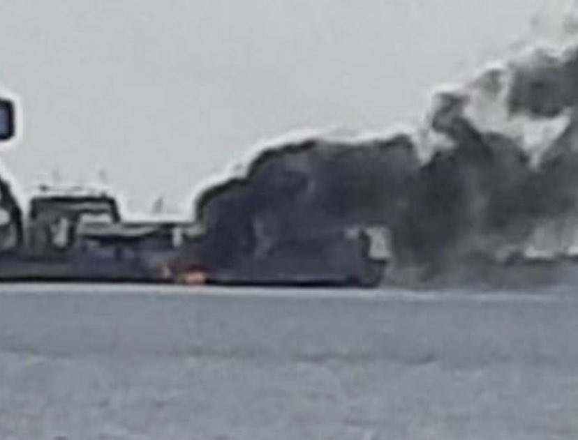 Fire or smoke reported in Berdyansk port, possibly a boat