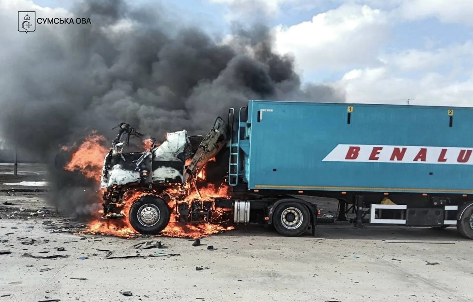 Occupants struck truck with drones
