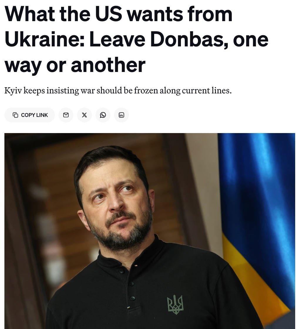 US urges Ukraine to cede Donbas, Trump reportedly dissatisfied, per Politico