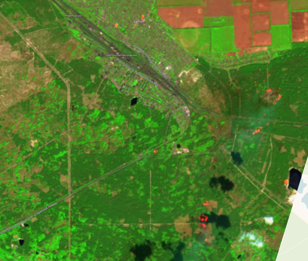 Sentinel SWIR imagery of Lyman area today