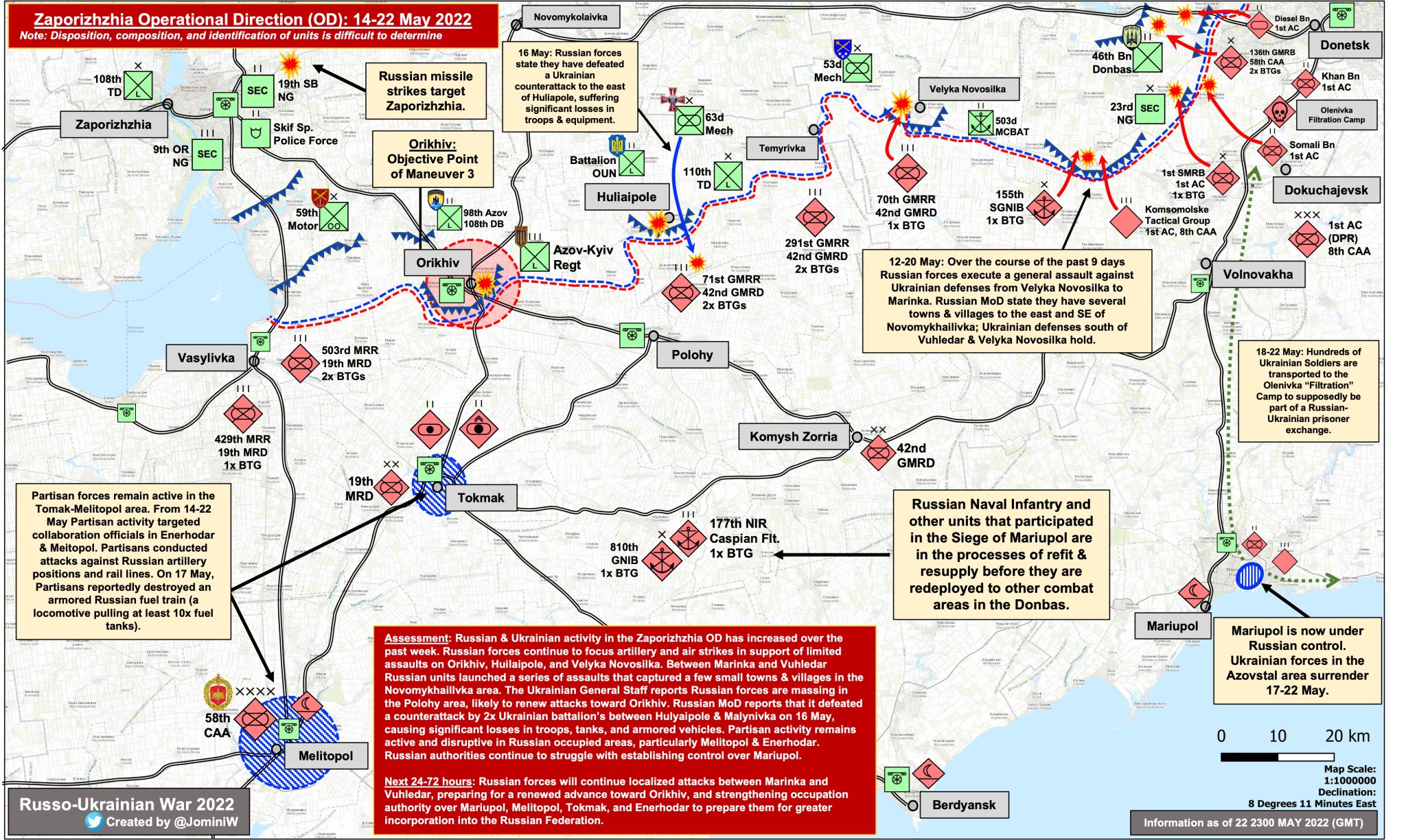 Increased Military Activity in Zaporizhzhia OD between Marinka and Vuhledar