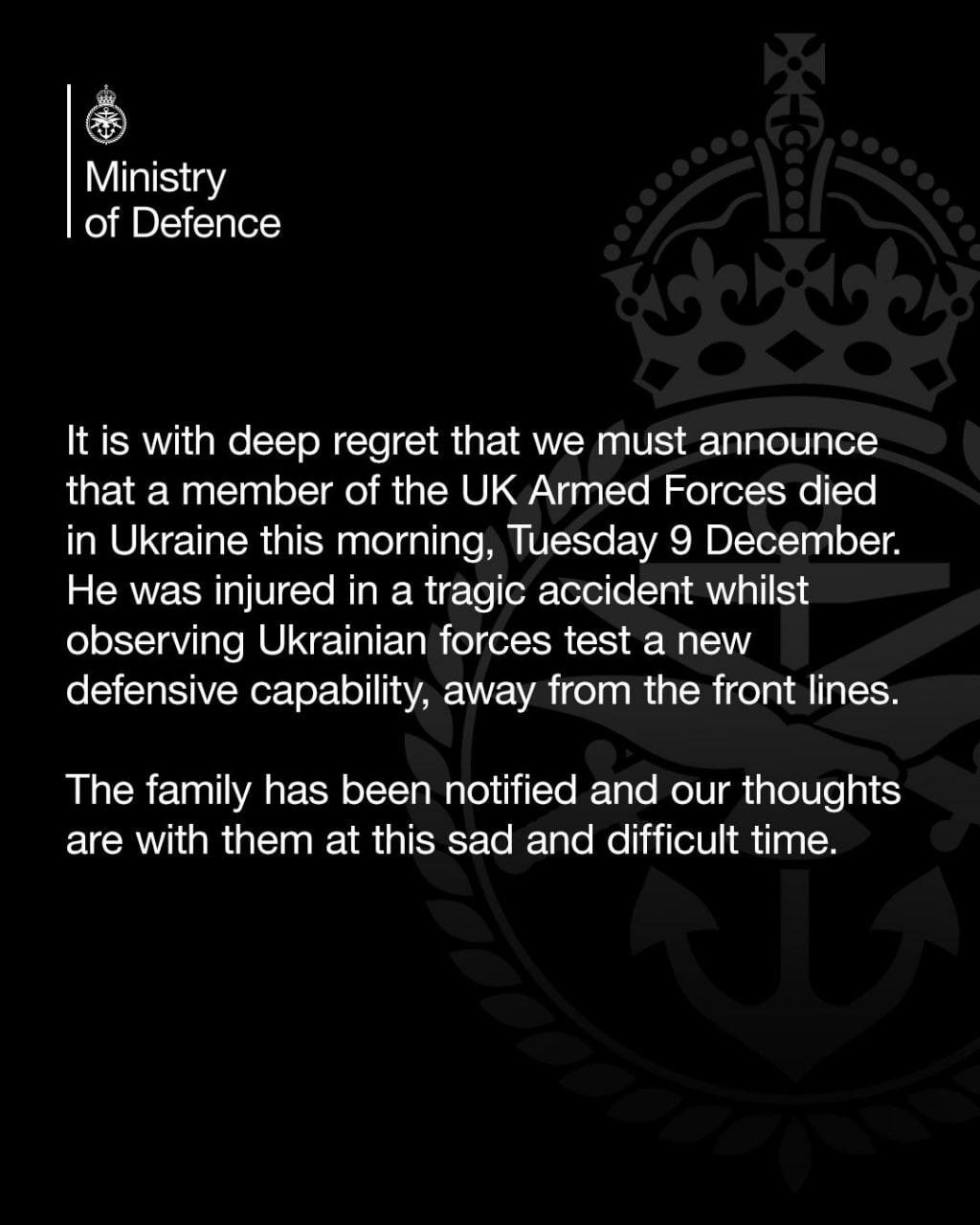 British serviceman dies in Ukraine accident during defence system test