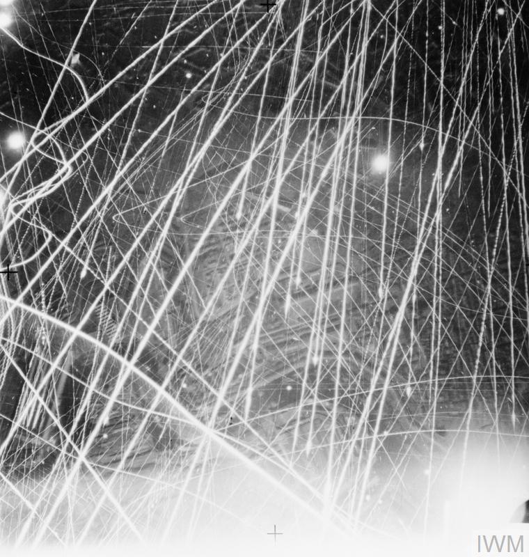 Graphic video shows danger of falling missile fragments, referencing WW2 air defense debris.