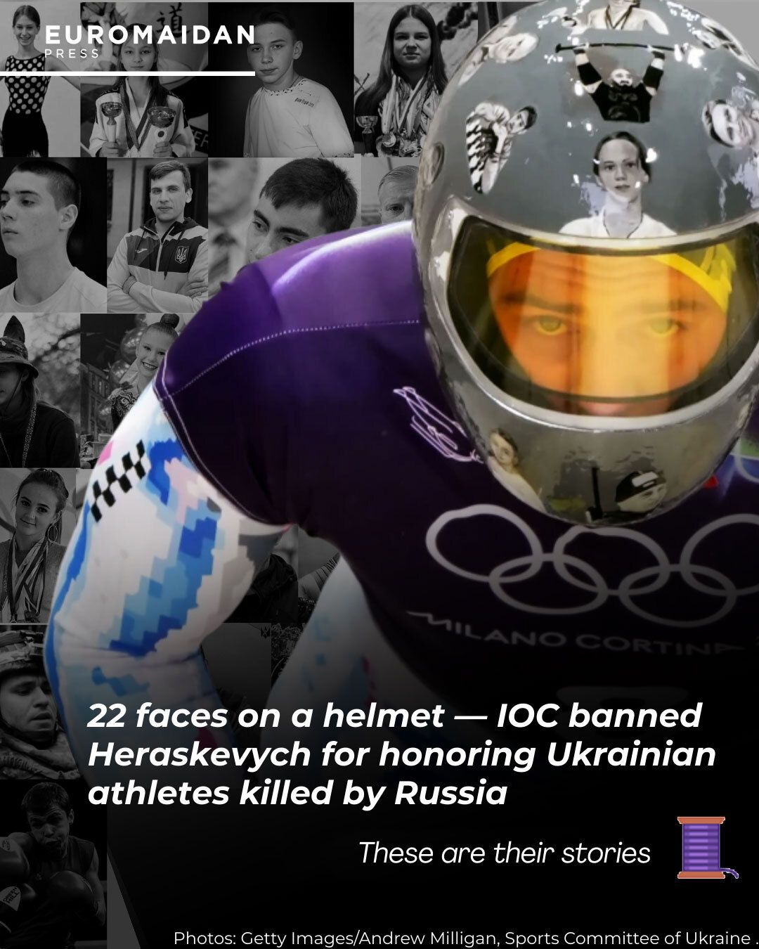 IOC bans Ukrainian athlete for helmet with 22 slain athletes faces