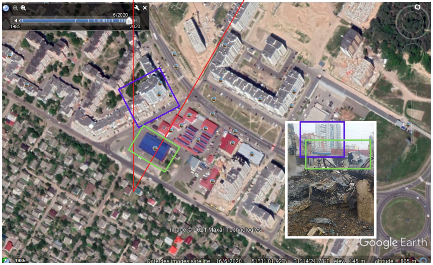 Geolocation of the downed Russian warplane