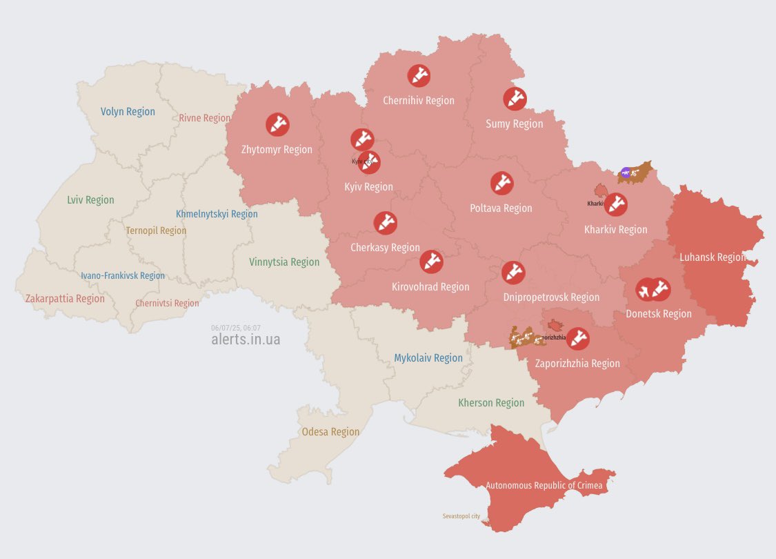 Ballistic threat for regions with an air alert