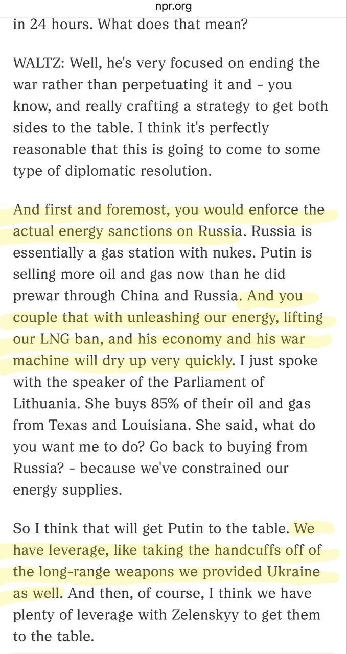 Walz proposes Ukraine long-range strikes and US oil boost.