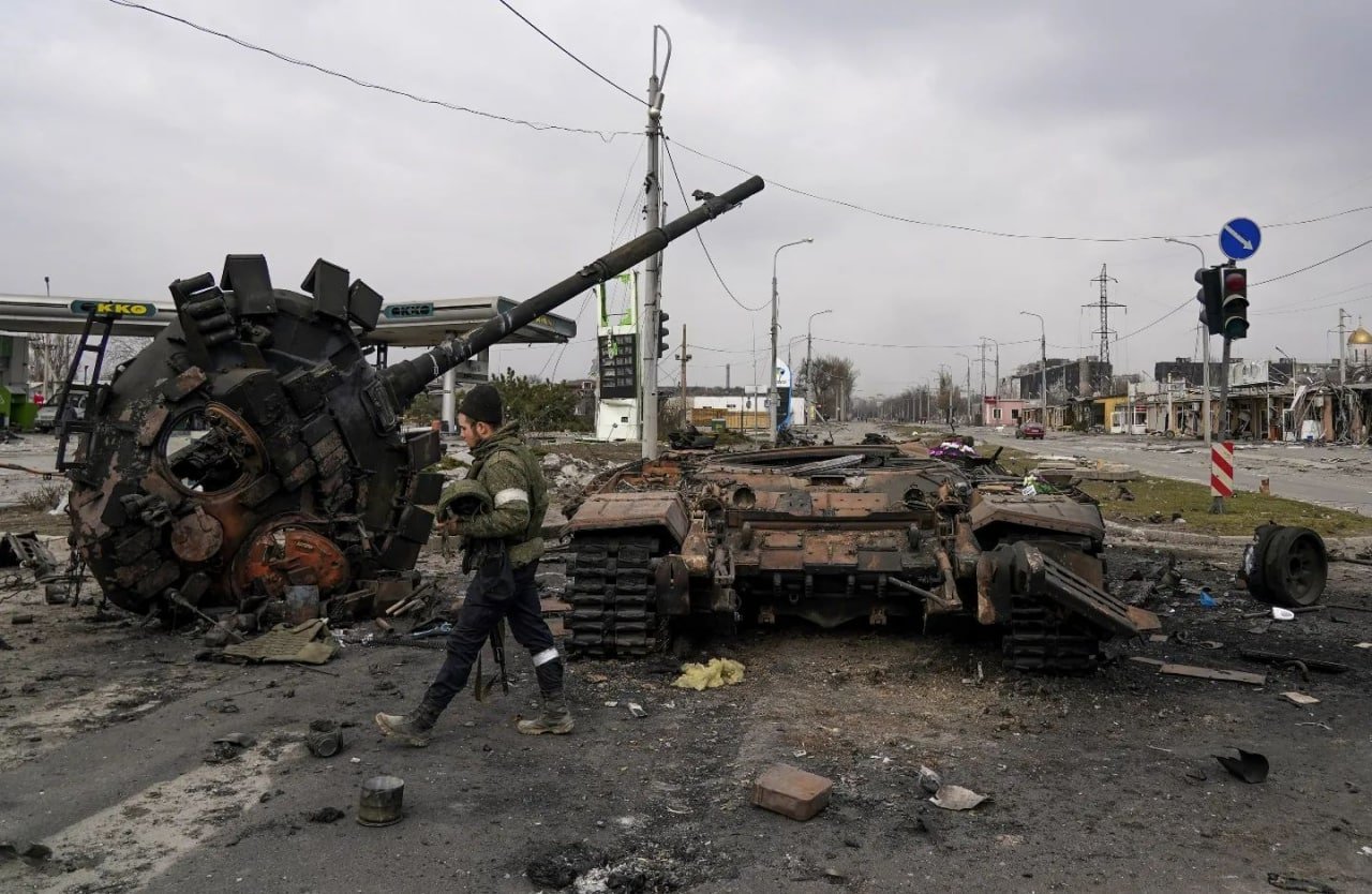 Destroyed Russian vehicles in Mariupol