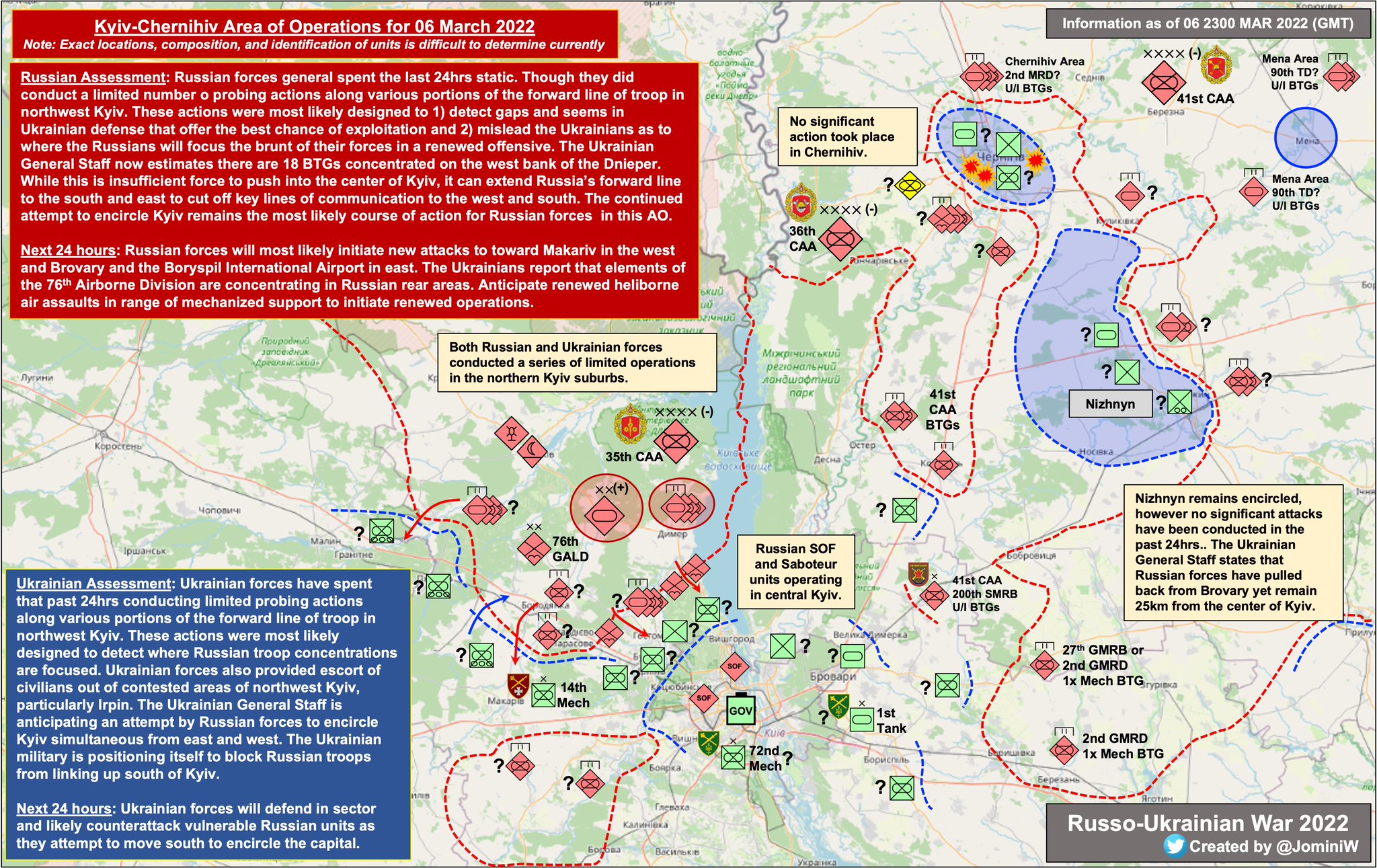 Kyiv AO assessment: probes and civilian routes