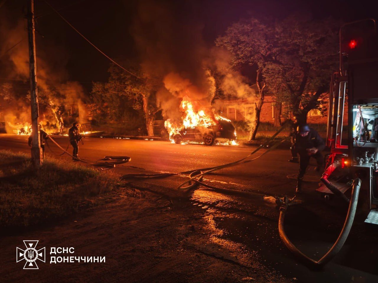 Fires triggered by Russian strikes in Donetsk (Kramatorsk, Sloviansk)