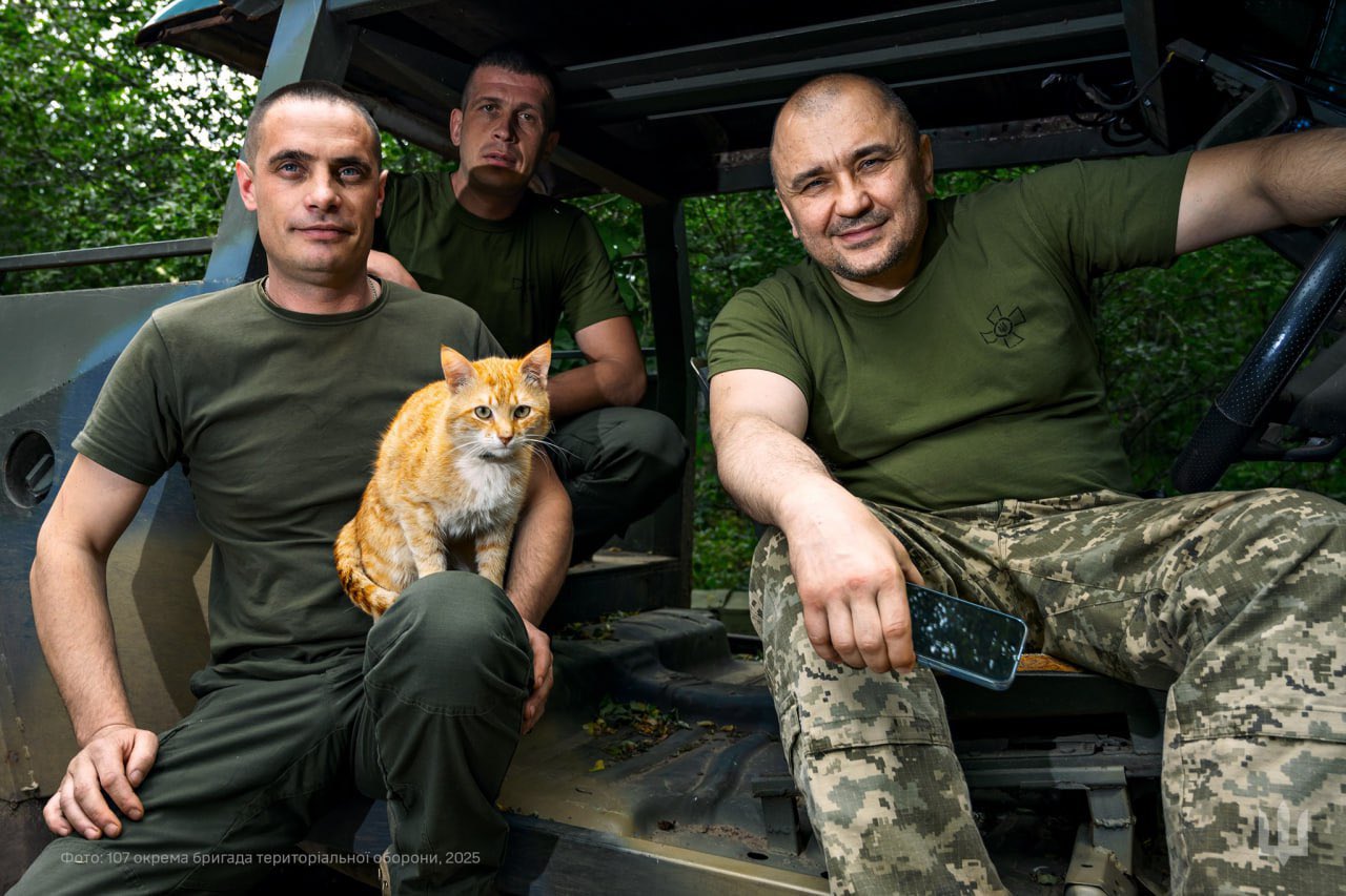 Greetings from Ukrainian warriors and their furry friend