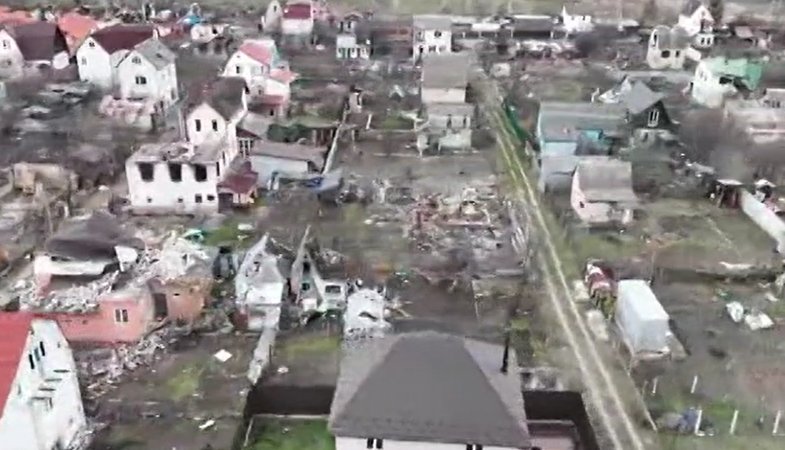 Aerial footage of Moshchun village – pivotal battle for Kyiv
