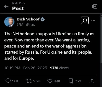 Dutch PM calls for end to Russian aggression