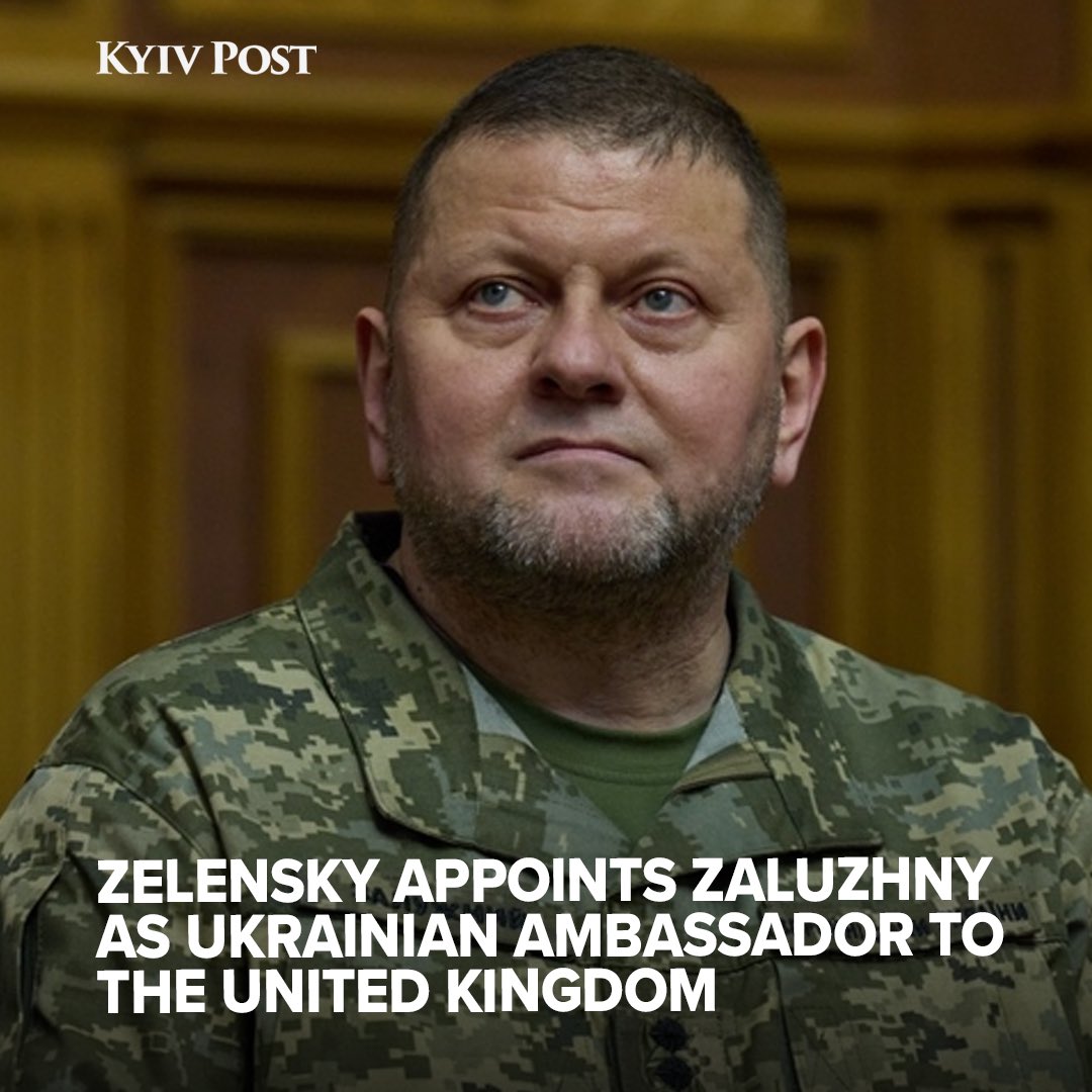 Zelensky appoints Zaluzhny as Ukraine ambassador to UK