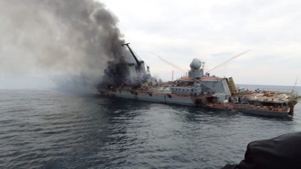 Russian cruiser Moskva after Ukrainian strike