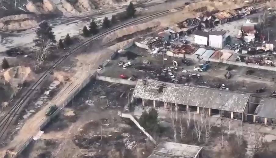 Quadcopter captures burned Mriya and Gostomel airport