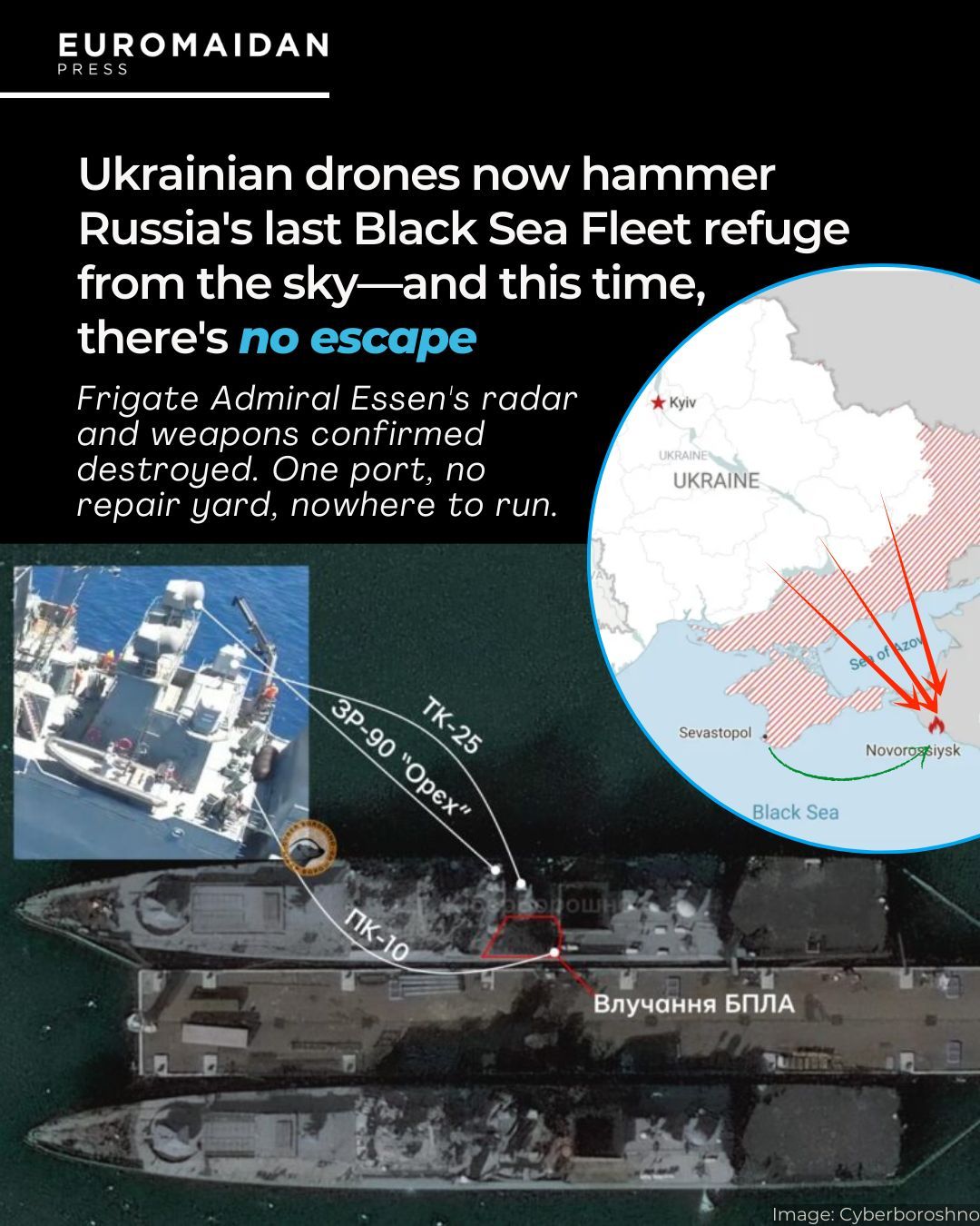 Escape of the Russian fleet and Ukrainian maritime and air counterattacks
