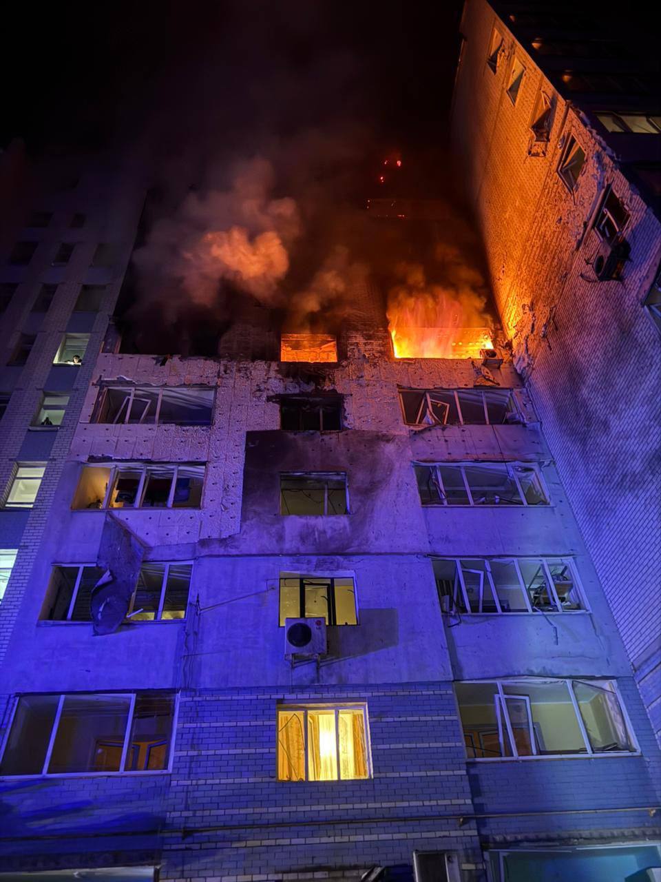 Aftermath of drone strike on Kyiv region