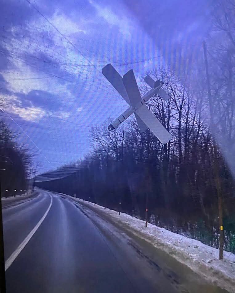 Russian Lancet drone caught in protective net near Sloviansk