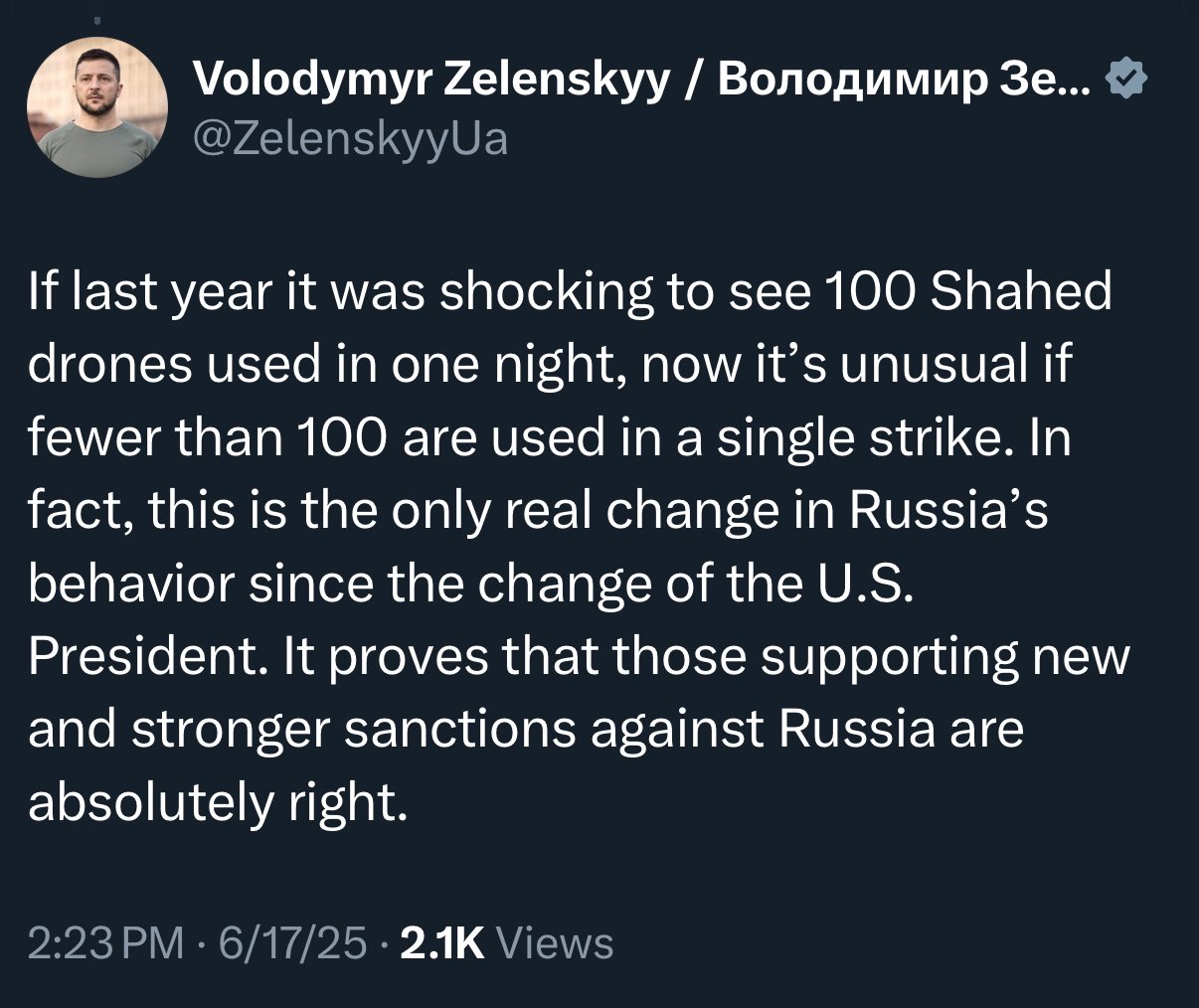Zelensky highlights key point in post