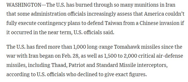 Iran War Complicates US Contingency Plans to Defend Taiwan