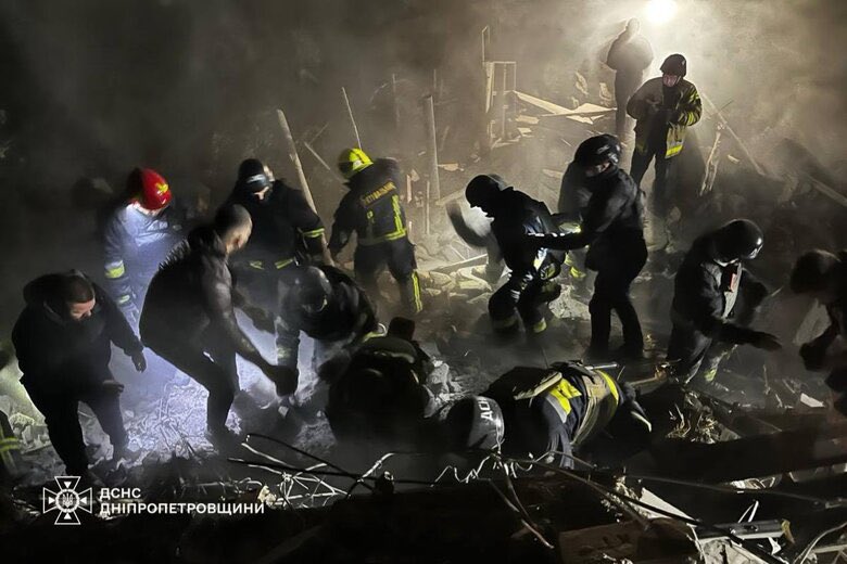 Consequences of RF missile strike on Dnipro