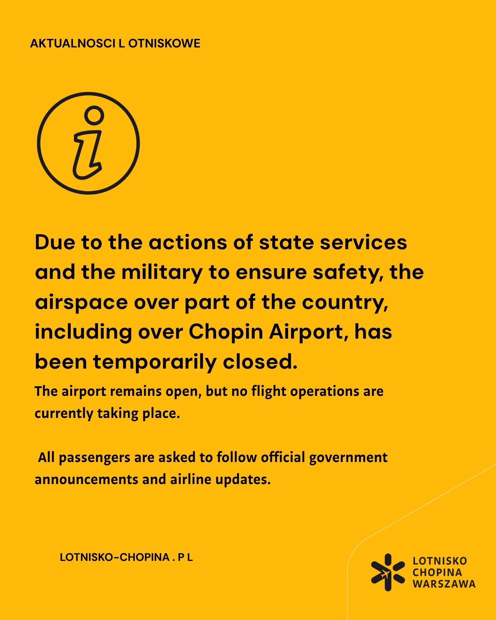 Warsaw Airport Closed After Russian Drone Attack