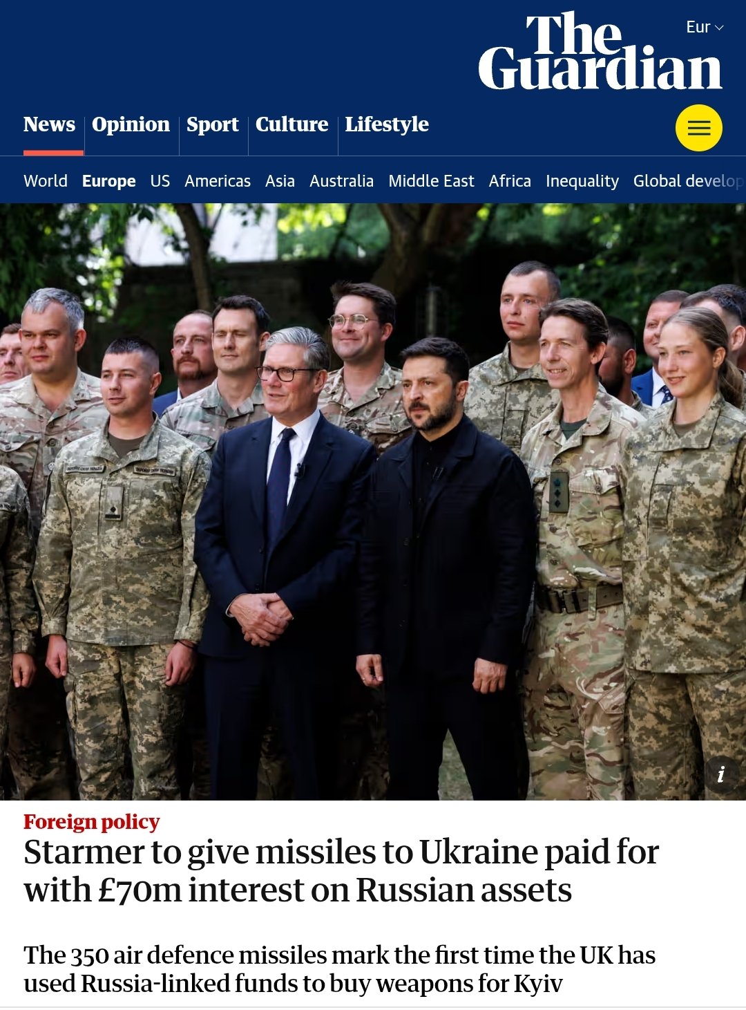 UK sends 350 ASRAAM missiles to Ukraine funded by seized Russian assets