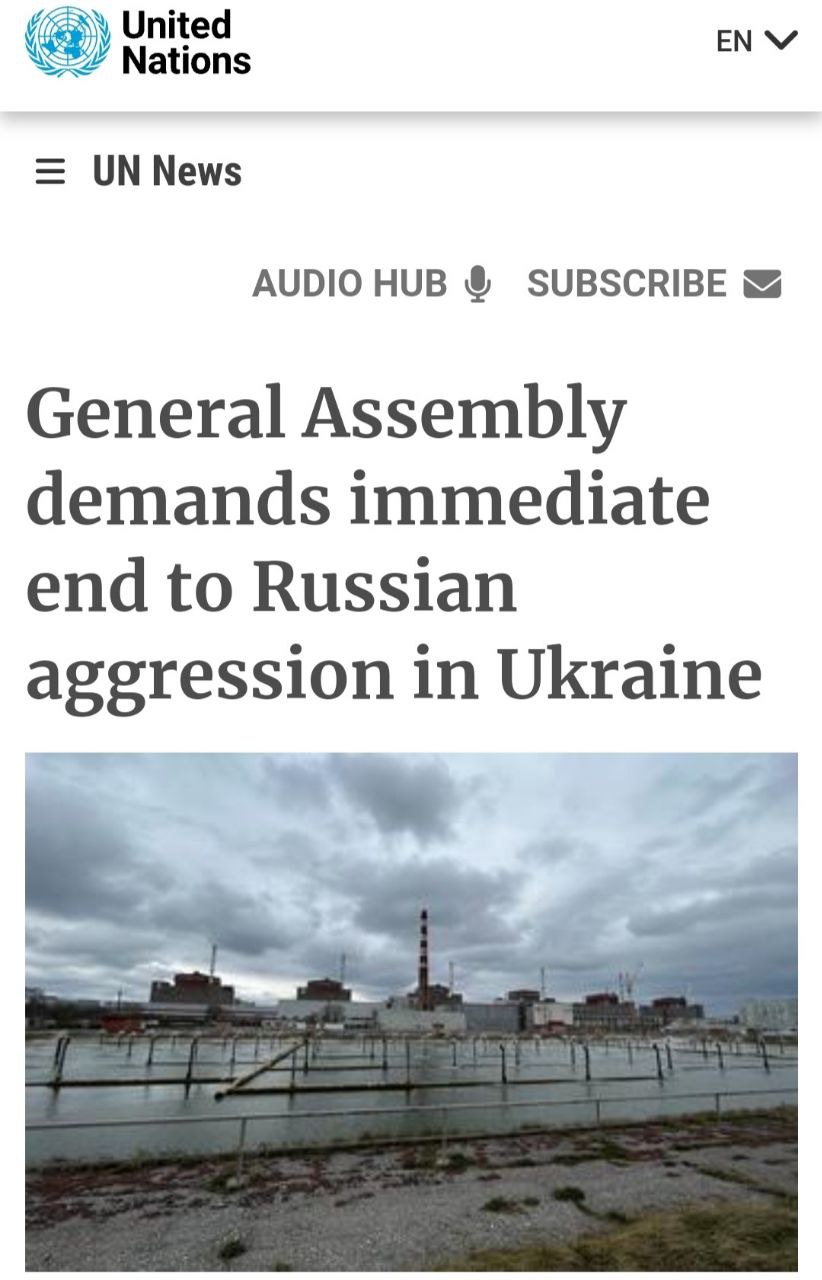 UN resolution: urgent withdrawal of Russia from Zaporizhzhia site