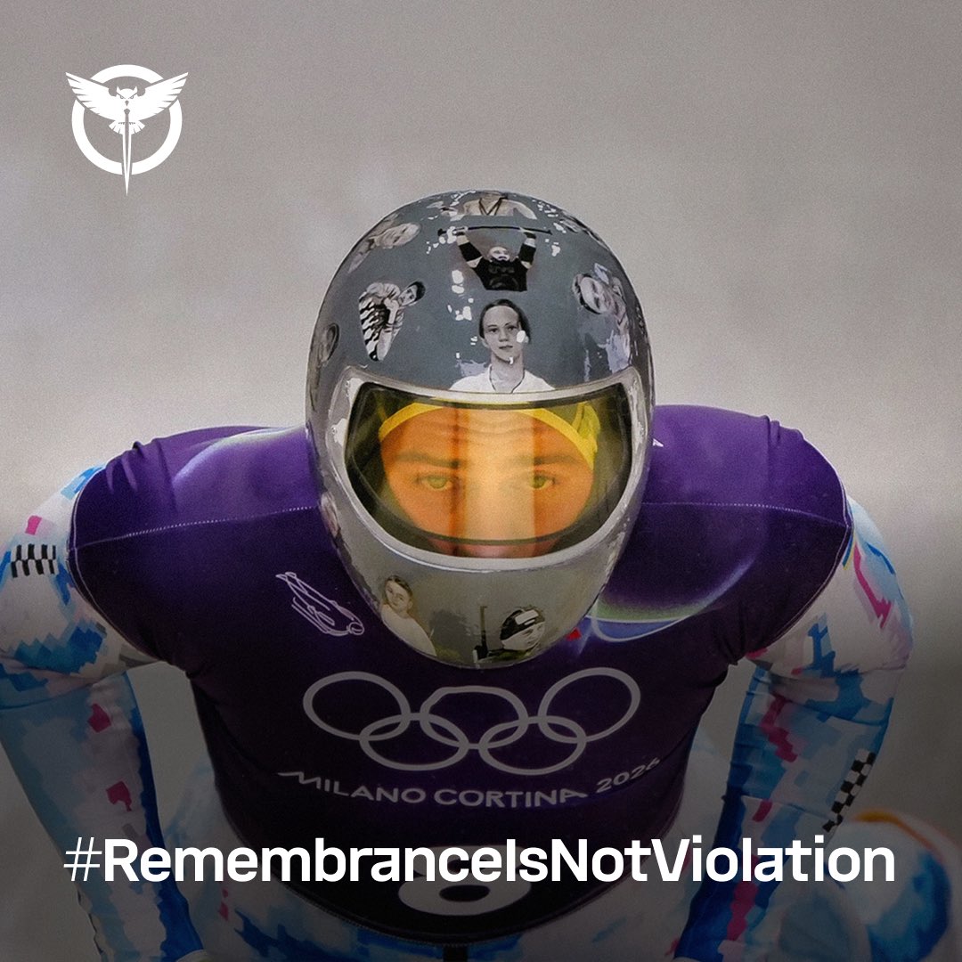 Support for Ukrainian Olympian Heraskevych highlighting Russian war crimes