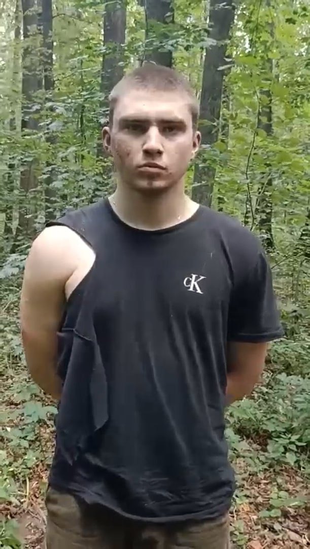 Captured Russian soldiers in the Kursk border region