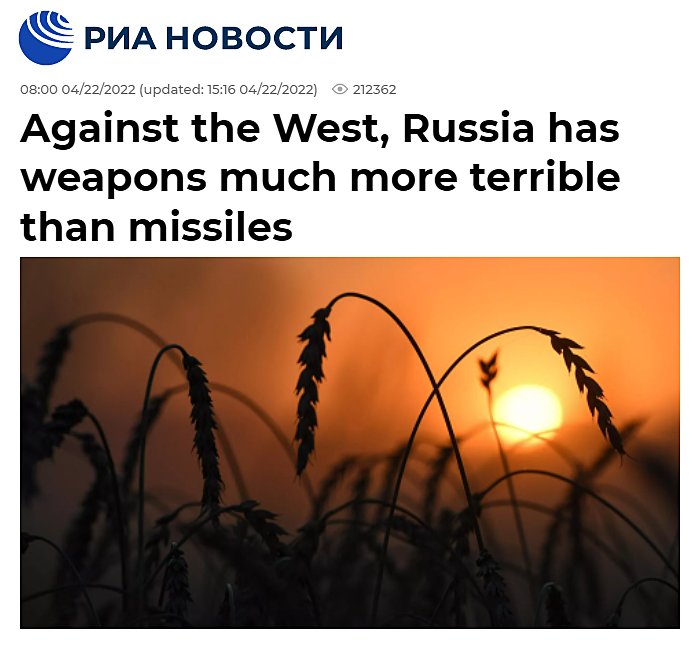 Kremlin media threatens hunger as weapon against West