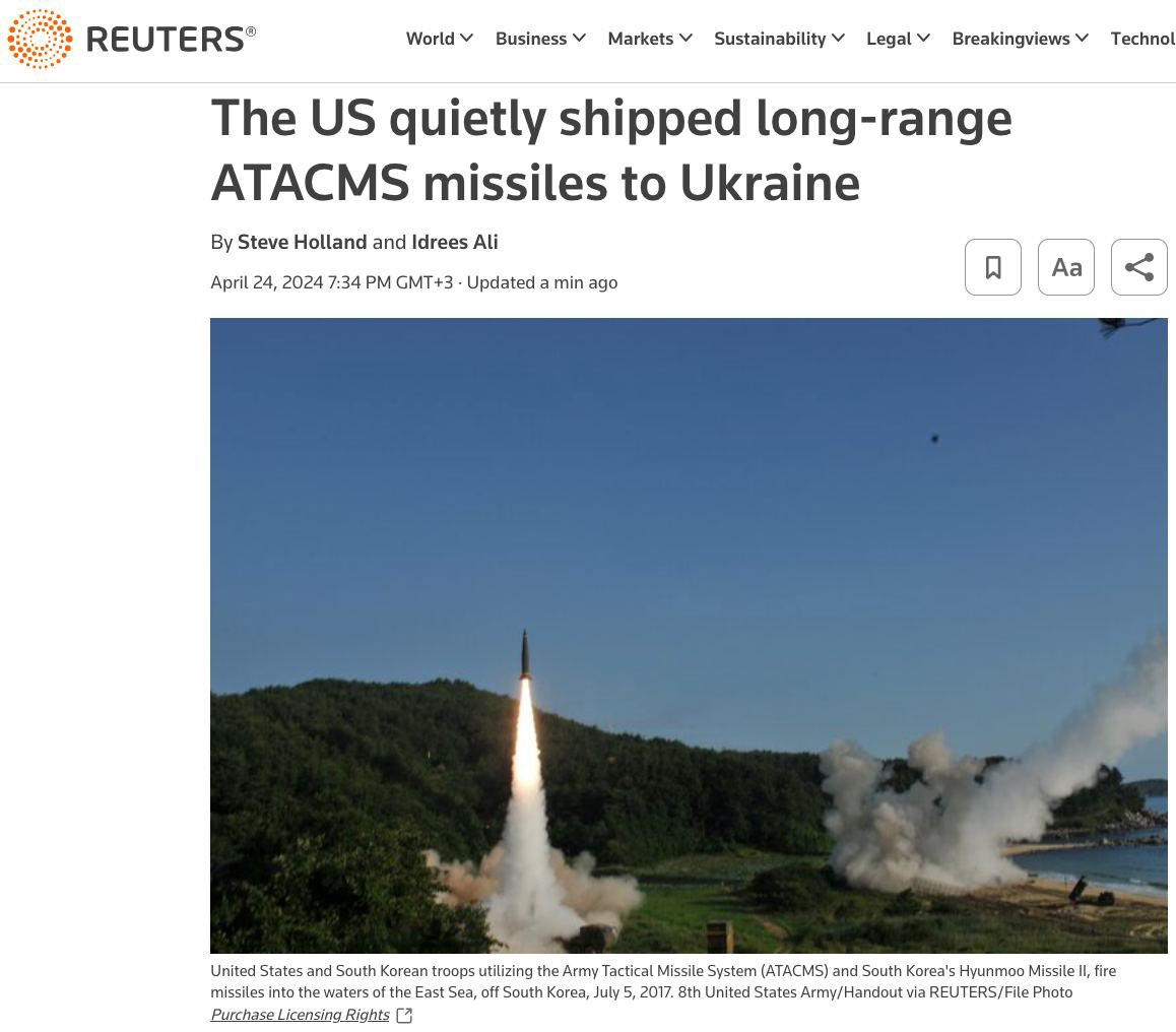 The United States supplied ATACMS missiles to Ukraine