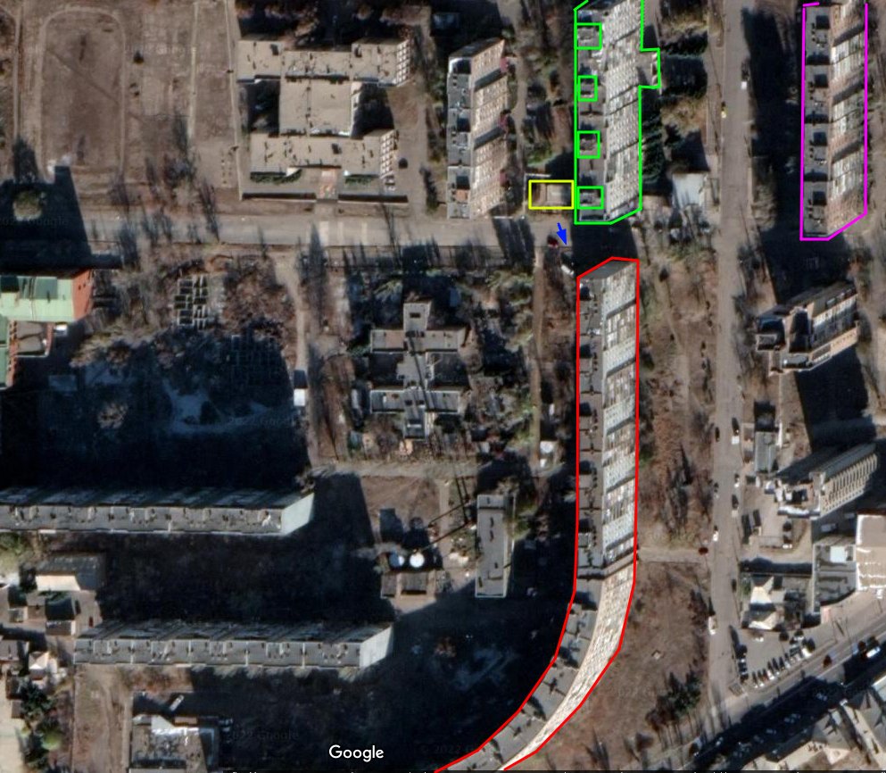 Impact on streets of Makiivka at given coordinates