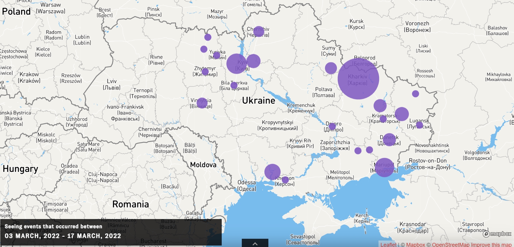 Bellingcat interactive TimeMap of civilian harm in Ukraine