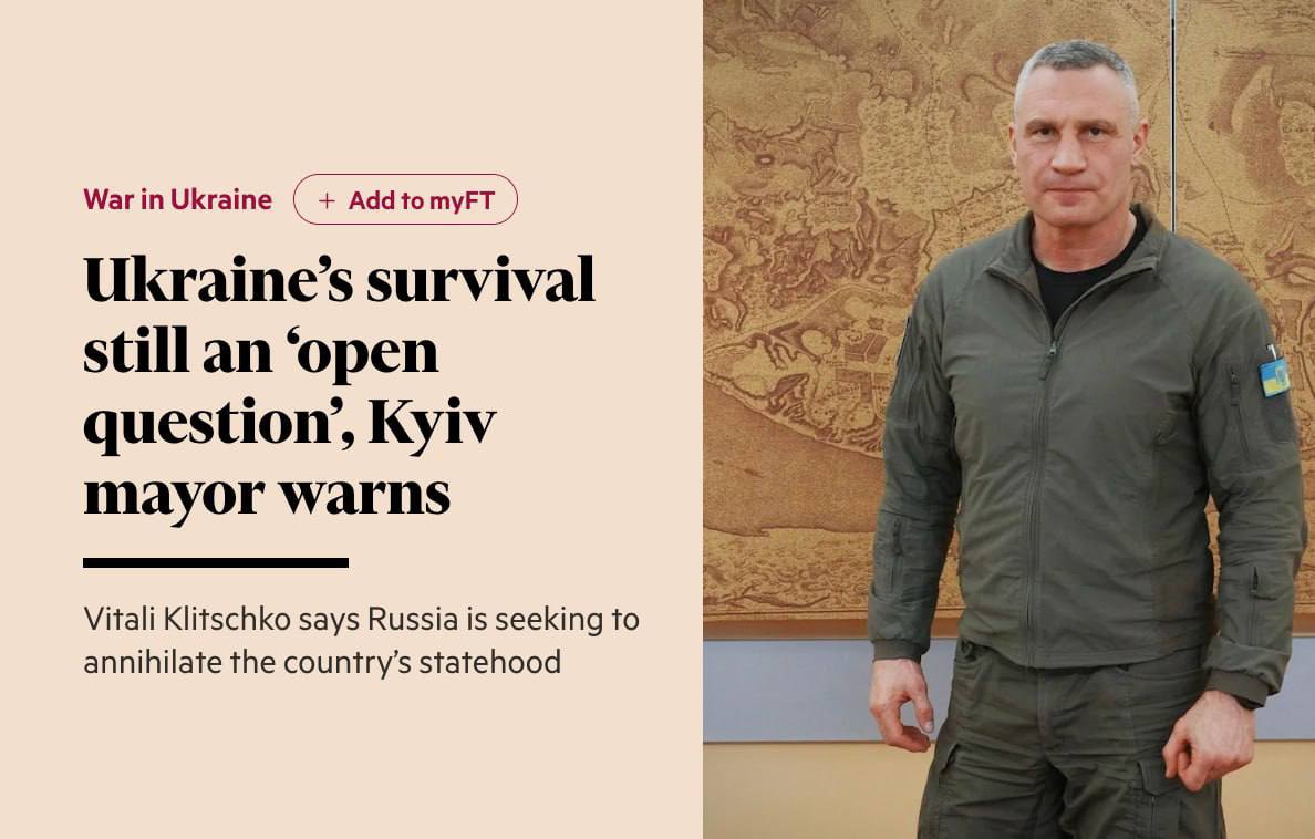 Kyiv faces catastrophe from Russian strikes, Klitschko warns FT