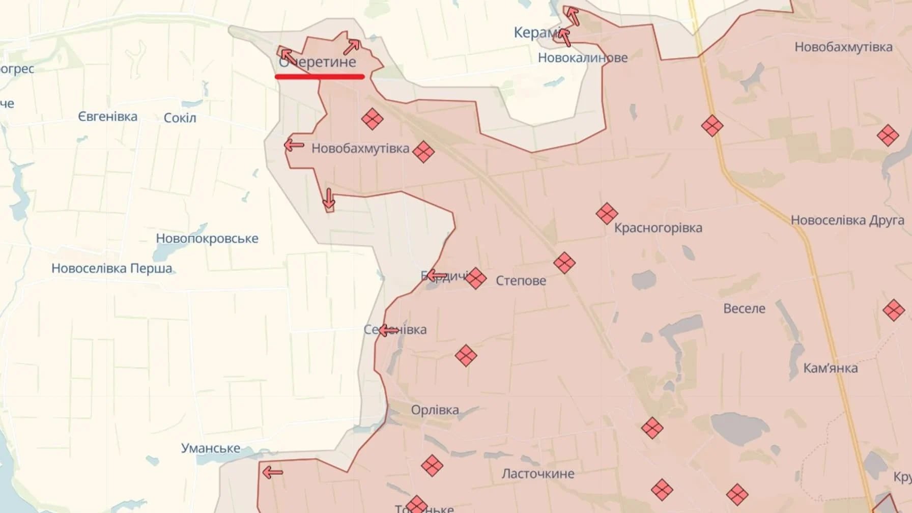 Russian forces breakthrough near Ocheretyne