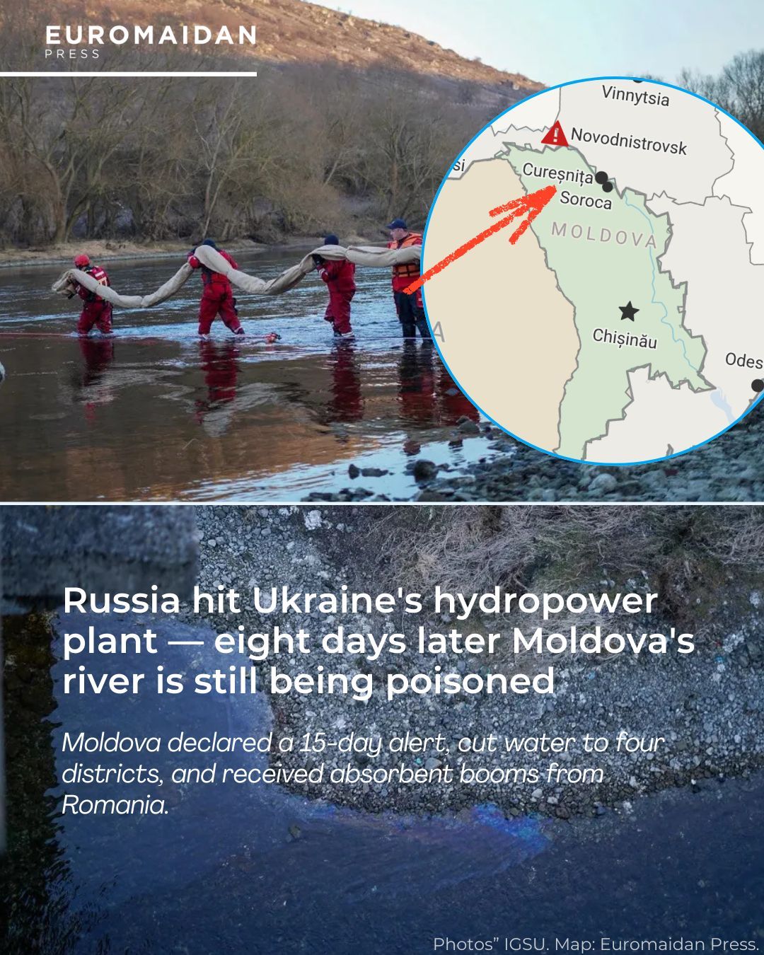 Russian strike on Ukrainian dam causes oil spill, Moldova declares emergency