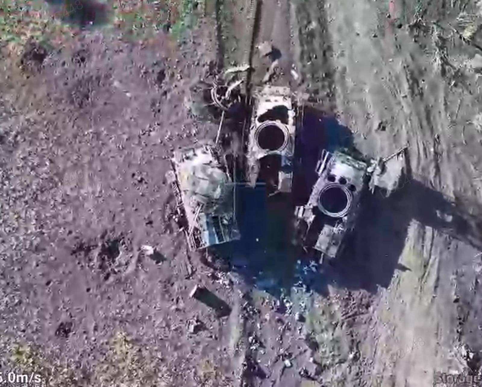 Three destroyed Russian BMP-3s on the front