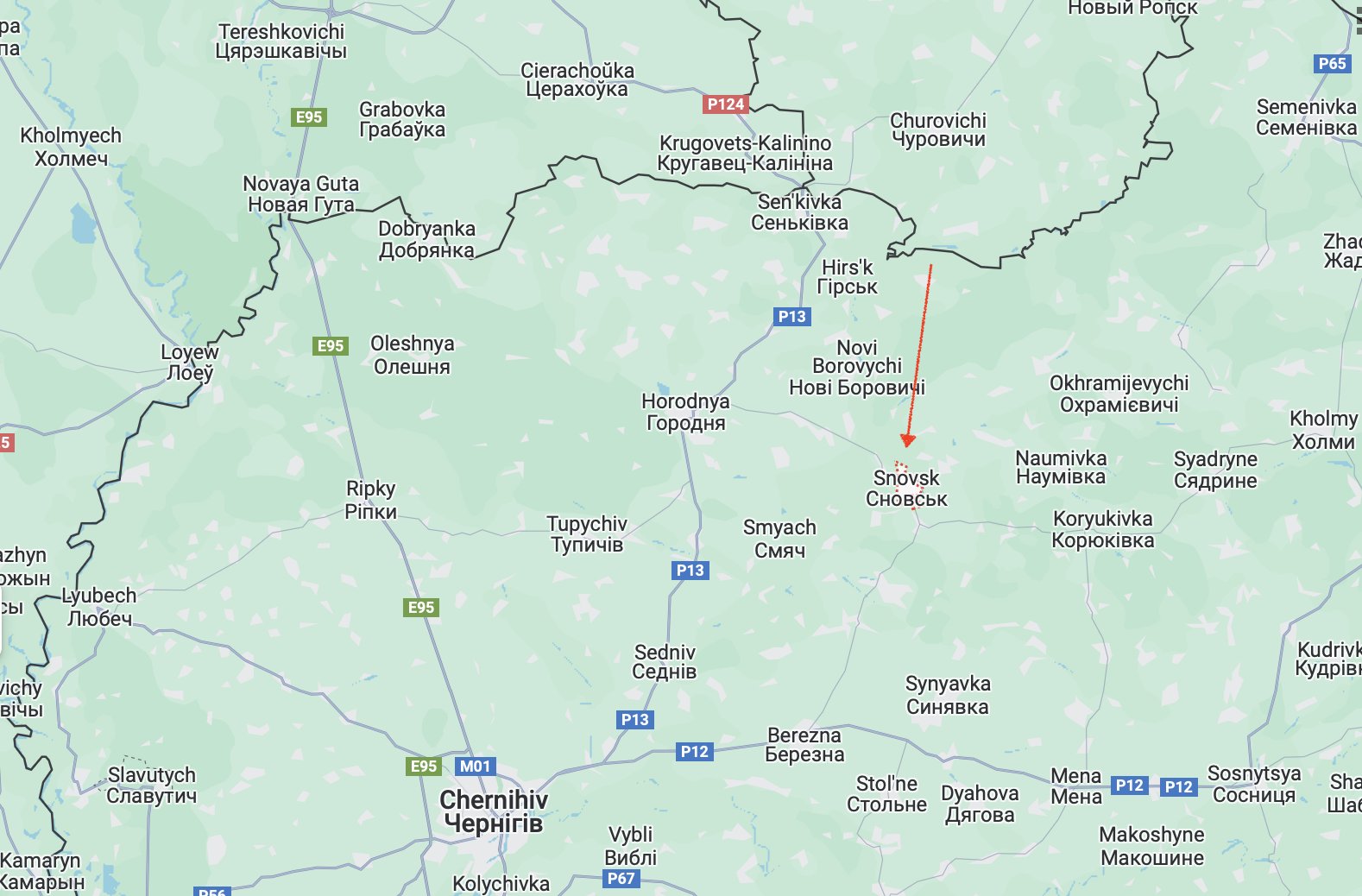 Cluster munitions hit Snovsk, Chernihiv Oblast, injuring civilians and damaging property.