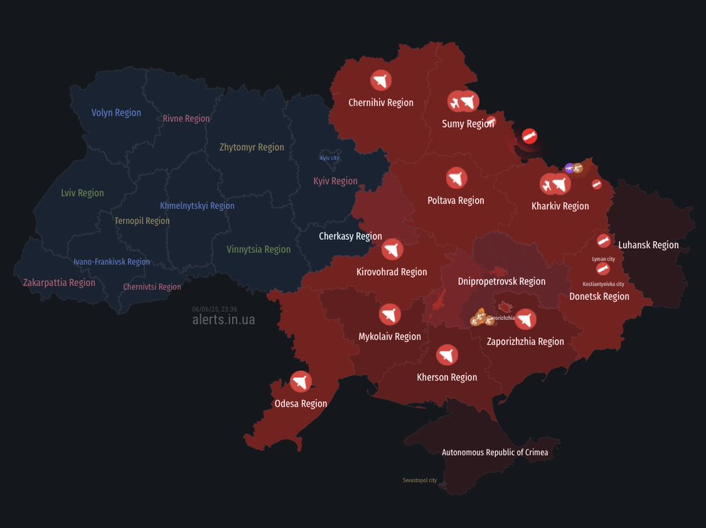 Current air raid situation in Ukraine