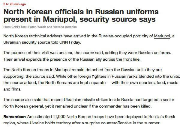 North Koreans reported in Kharkiv and Mariupol, Ukraine